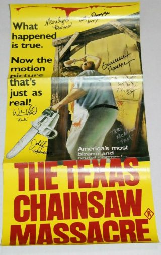 Filmways Texas Chainsaw Massacre Poster - 13x28 - Cast Signed - Jsa Certified