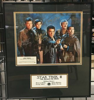 Star Trek 3 Photo Signed By Kelley,  Shatner,  Takei,  Doohan,  And Koenig