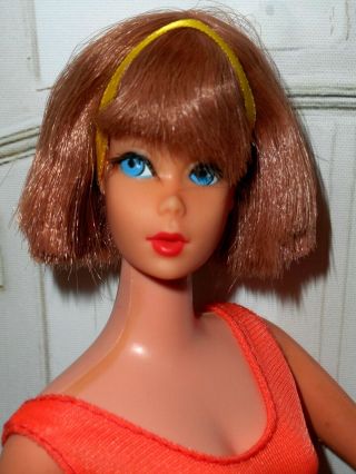 Vintage Tlc Titian Dramatic Living Barbie In Funtime Swimsuit Mod Skirt 8683,