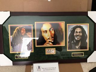 Bob Marley Signed “to Roland All The Best” On Paper Cut Auto Framed Beckett Loa