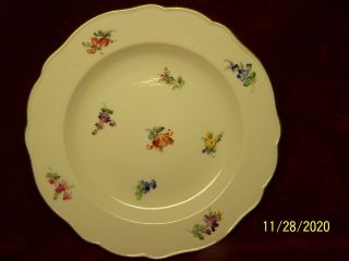 Antique Meissen Porcelain Scattered Flowers 6 3/4 " Cake Plates