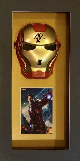ROBERT DOWNEY JR.  AUTOGRAPHED Hand SIGNED IRON MAN MASK Shadowboxed FRAMED w/COA 2