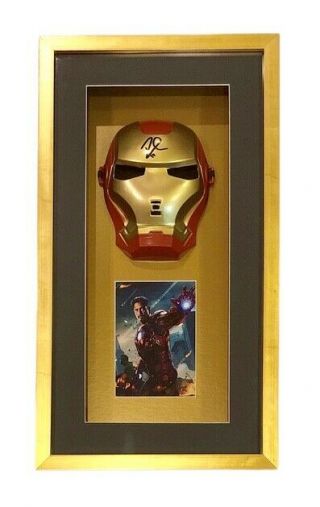 ROBERT DOWNEY JR.  AUTOGRAPHED Hand SIGNED IRON MAN MASK Shadowboxed FRAMED w/COA 3