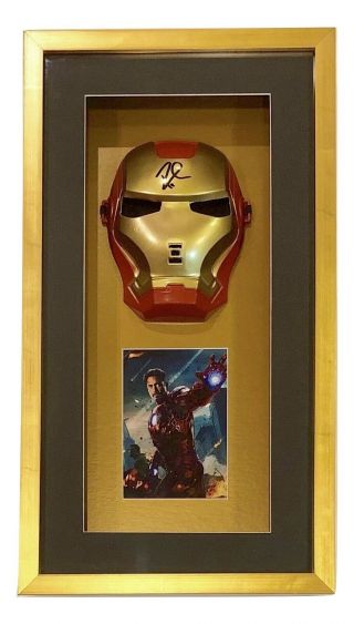 ROBERT DOWNEY JR.  AUTOGRAPHED Hand SIGNED IRON MAN MASK Shadowboxed FRAMED w/COA 6