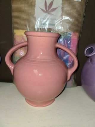Fiesta Rare Rose Pink Millennium I Vase 2 - Handles Hlc Discontinued