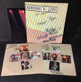 Band Signed Autographed Aerosmith Live 1978 Vinyl Lp " Bootleg " Record Album