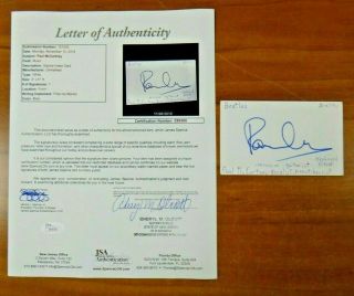 The Beatles / Paul Mccartney / Hand - Signed Autograph / Jsa Full Letter