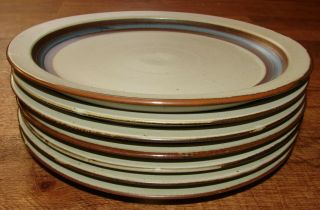 Otagiri Horizon Hand Crafted Stoneware 7 Dinner Plates 10 1/2 " Mid Century