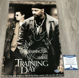 Denzel Washington Ethan Hawke Signed Training Day 12x18 Photo W/beckett Bas
