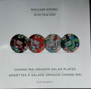 Williams Sonoma Chiang Mai Dragon Schumacher Salad Plates Set Of 4