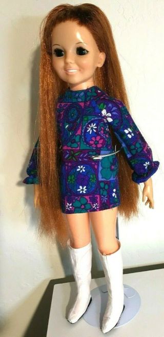 Pretty Hair Growing Crissy Doll By Ideal 18 " With 1969 Style Go - Go Boots As - Is