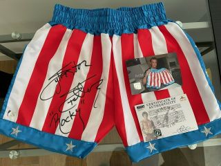 Sylvester Stallone Rocky Balboa Autographed Imperfect Boxing Trunks Asi Proof
