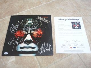 Judas Priest Hell Bent For Leather Signed Autographed Lp Album X4 Psa Certified