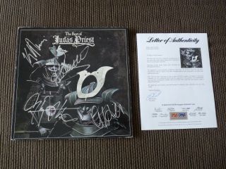 Judas Priest The Best Of Band Signed Autographed Lp X4 Album Psa Certified
