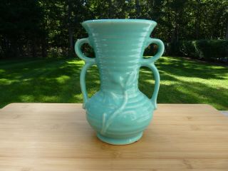 Mid 20th Century Blue Glazed Double Handle Vase