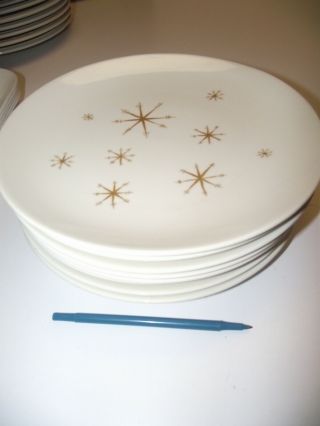 Vtg Star Glow Dinner Plates,  Set Of 8,  Royal China,  Mid - Century Modern Atomic
