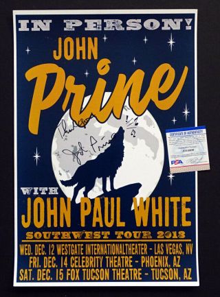 John Prine Autograph Signed Concert Poster Las Vegas Tucson Phoenix Psa/dna