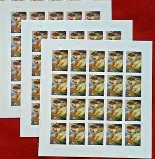 Three Sheets X 20 = 60 Of Angel With Lute 44¢ Us Ps Postage Stamps.  Scott 4477