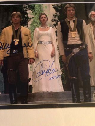 Star Wars Carrie Fisher,  Mark Hamill and Harrison Ford signed framed photo 3