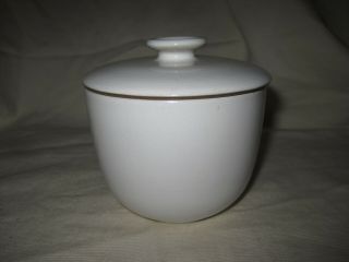 Vintage Edith Heath Ceramics Pottery Sugar Bowl W/ Lid Opaque White & Brown Mcm