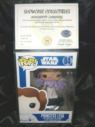 Rare Vaulted Star Wars Princess Leia Carrie Fisher Signed Funko Pop Vinyl Figure