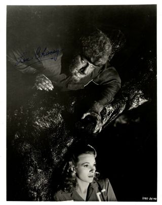 Lon Chaney Horror Film Star,  Hand Signed In Vintage Ink,  The Wolfman,  Photo