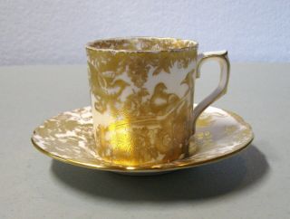Royal Crown Derby Gold Aves Demitasse Cup And Saucer
