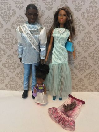 Mattel Black Barbie Ken Chelsea Family Set Of 3 Dolls In Evening Dress