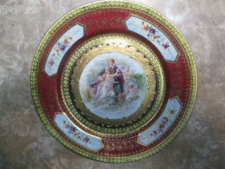 Antique Royal Vienna Plate Gold Red Beehive