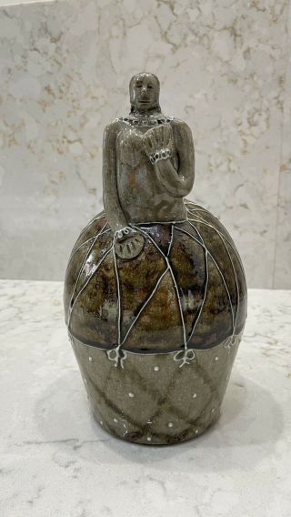 Michel Bayne Face Jug Coin Jar Figure 10” Tall Southern Pottery