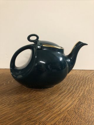 Vintage Hall Art Deco Teapot " Streamline " Teal Blue Gold Trim 6 Cup
