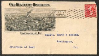 Usa 267 Stamp Louisville Kentucky Old Kentucky Distillery Alcohol Ad Cover 1897