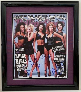 The Spice Girls Signed Autographed Print Of Rolling Stone Cover Framed 17x15