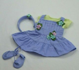 American Girl Bitty Twins Tea Party Flower Dress Outfit Tee And Shoes Retired