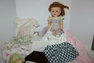 Vintage Ideal Doll 16 Suitcase Doll Clothes Dresses Night Gown Hats Shoes Sweet