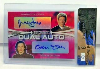 Harrison Ford / Adam Driver 2019 Leaf Metal Pop Century Pink Dual Autograph 1/3