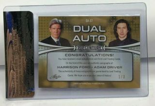 Harrison Ford / Adam Driver 2019 Leaf Metal Pop Century PINK Dual Autograph 1/3 2