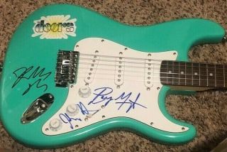 The Doors Signed Fender Strat Guitar By Ray Manzarek Robby Krieger John Densmore