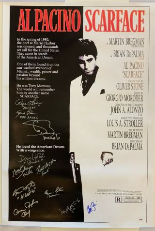 Scarface Cast Autographed 27x40 Movie Poster (signed By 11 W Pacino) Psa Dna