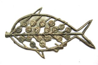 (riau Empire) Intact Tin Katun Money Fish Shaped 18th Century " Small " Ext Rrrr