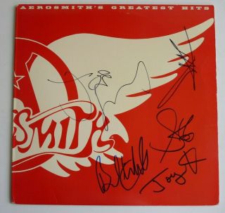 Aerosmith Greatest Hits All 5 Band Signed Autographed Lp Bas Beckett Certified