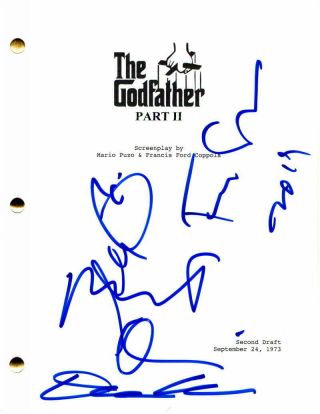 The Godfather Part 2 Cast Signed Autograph Movie Script - Keaton Pacino Deniro,