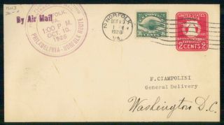 Mayfairstamps Us 1926 Norfolk To Washington Dc Virginia First Flight Cover Wwi98