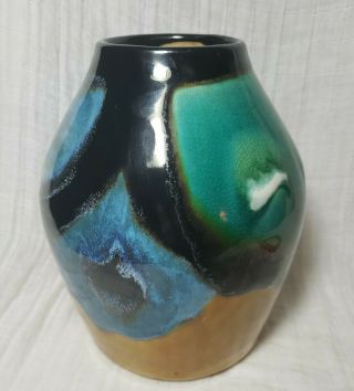 Mingei Japanese Folk /studio Pottery Pot / Vase Signed Mid Century Colorblock