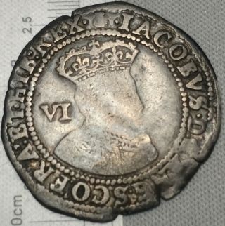 England James I 1604 Sixpence Hammered Silver Medieval Coin KM 25 2