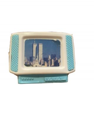 Vtg Plastic Tv Television Barbie Dollhouse Twin Towers Ny Wtc Picture 9/11 Rare