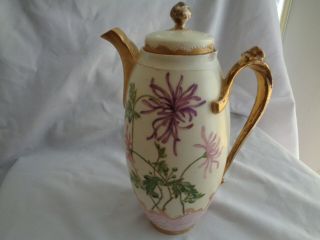 Antique Limoges France Cfh Gdm Hand Painted Chocolate/coffee Pot