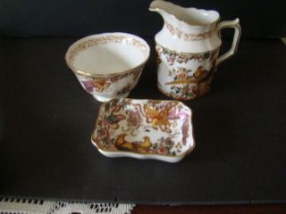 Royal Crown Derby Olde Avesbury 4.  25 Inch Creamer And Open Sugar Bowl With Dish