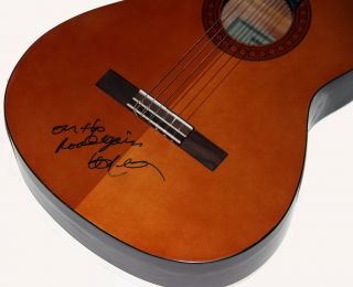 Willie Nelson Autographed Signed Classical Guitar W/ Lyrics " On The Road Again "