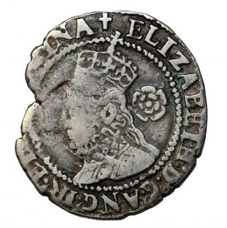 England 1581 Queen Elizabeth I Silver Threepence 5th Issue S.  2573 Latin Cross